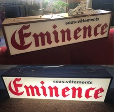 ENSEIGNE LUMINEUSE - SOUS-VÊTEMENTS ÉMINENCE - ANNÉES 70 - 63 x 17 x 12 cm