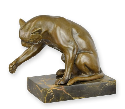 Sculpture bronze chat - sculpture,