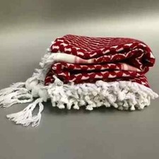 Shemagh Keffieh Arabe Unisexe Écharpe Original Palestine Rouge/Blanc