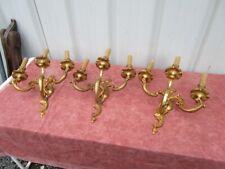 TRIO D' APPLIQUES EPOQUE DEBUT 1900 DE STYLE LOUIS XV EN BRONZE (Electrifiées)