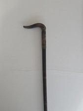 Canne Ancienne Tete Élephant Corne Laiton