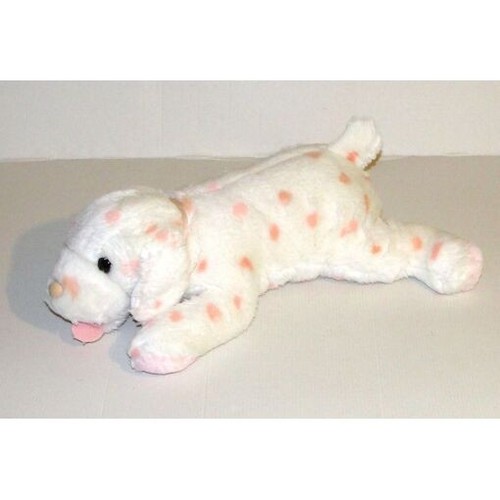 Peluche chien blanc pois - blanc,