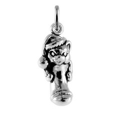Charm Chat dans Chaussette de Noël en Argent 925/1000