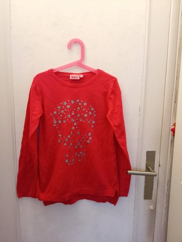 Pull rose étoiles argentés