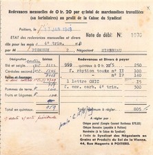 Facture 1948  CAISSE DU SYNDICAT A POITIERS - M.PIGNEUX A MIREBEAU