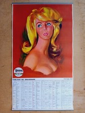 Ancienne affiche publicitaire VEEDOL huile moteur PIN-UP de BRENOT - garage auto