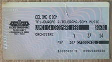 Celine Dion - Ticket concert n° Y 37 14 - Bercy Paris - Lundi 4 Décembre 1995
