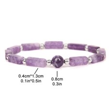 Bracelet en perles de pierre d'améthyste Bracelet extensible en cristal violet