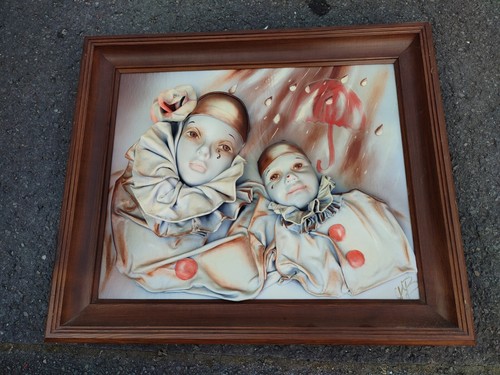 Superbe cadre peinture - , pierrot