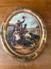 Peinture sur verre empire Napoléon waterloo Belgique grande armée