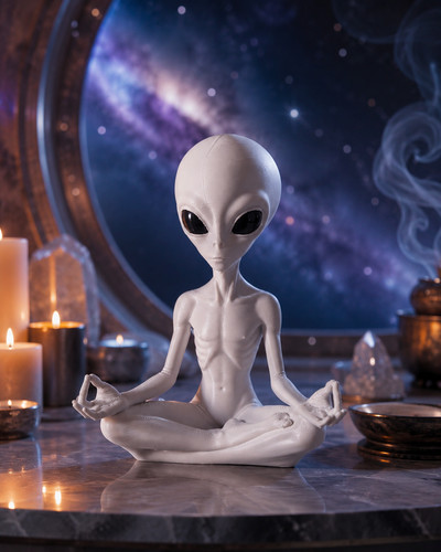 Statue alien méditation cm - méditation, 15