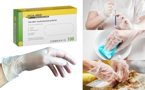 Tiga med gants - gants, jetables