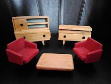 Anciens Meubles Buffet Salon Fauteuil pour Maison Poupée Scandinave Années 50