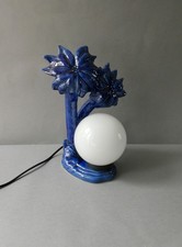 lampe en céramique palmier et opaline, maison Mathias série LA, années 80