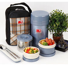Stainless Steel Thermal Bento Sealed Lunch Box Bentoset Insulated Bag 950ml