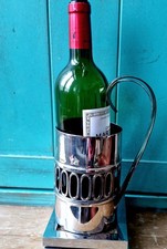 Présentoir à Bouteille de Vin en métal argenté Signé Lancel Paris 