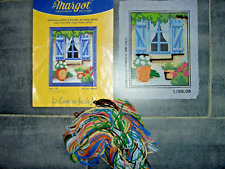 Kit CANEVAS Tapisserie à faire "Le Jardin" Margot + fils DMC - Vintage 19X15 cm