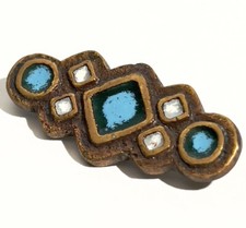 Broche Bronze émaillé Dominique Piéchaud art Néo Médiévale 1960 Buthaud