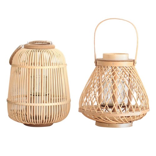 Lanterne bambou tissée à - lanterne,