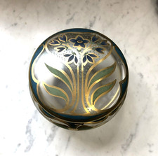 grande boite ronde ART NOUVEAU en verre émaillé et doré Bijoux Bonbons 13,5 cm