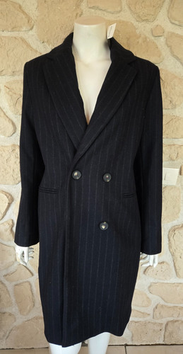 Manteau long femme bleu marine
