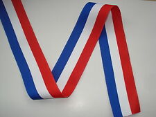Ruban tricolore BLEU BLANC ROUGE français 38mm vendu au ml conscrits, medaille