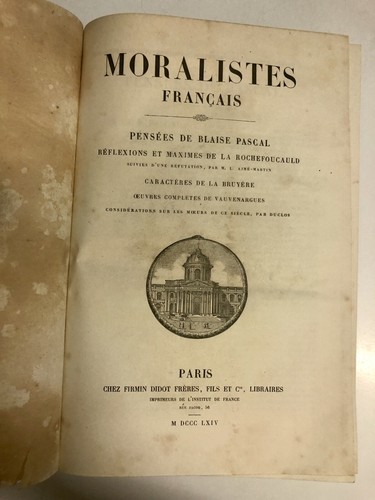 Moralistes francais pensees - moralistes,