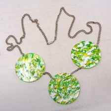 Collier Sautoir ancien en métal et galalithe avec pendentifs - 1970's Vintage