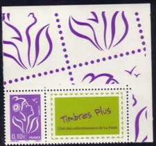 0,10 Marianne de Lamouche attenant à vignette "Timbres plus club collectionneurs