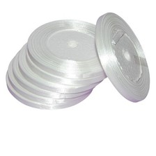 Ruban satin double face 6mm blanc x 25 mètres