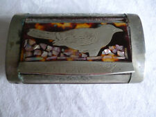 retro-collection-ancienne tabatière en bois/métal - marqueteries Comtoise Nickel