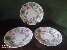 3 Soucoupes en porcelaine Anglaise ROY KIRKHAM  Modèle My Garden de 1997 TBE