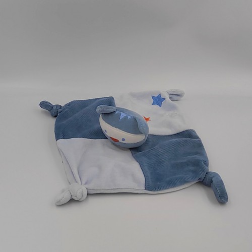 Doudou plat chat bleu masqué