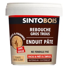 SINTOBOIS - Reboucher les gros trous - Mastic - Prêt à l'emploi - Poncer et p...