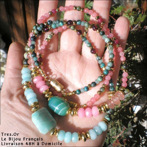 Collier agate tourmaline - collier,