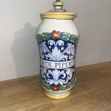 Ancien Pot Pharmacie Apothicaire Avec Couvercle Faïence Mentae-Piperitae 27cm It