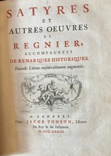 RÉGNIER, Mathurin -  Satyres et autres œuvres.Londres, Jacob Tonson, 1733
