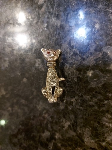 Broche chat argent massif - argent,