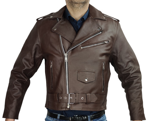 Veste cuir marron avec - cuir,