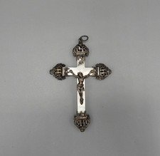 Croix Pectorale en Nacre et Argent, Communion, 8cm, 1900