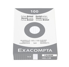 [Ref:13209E] EXACOMPTA ETUI de 100 Fiches BRISTOL 105x148  mm 5X5 Blanc