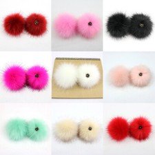 Pompon En Fausse Fourrure De Renard Avec Boucle Foncée Colorée De 8Cm /