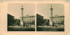 Carte Photo antique stéréoscopique la colonne Antonine à Rome Italie