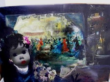 CALOGERO Jean (1922-2001)Né en Sicile HST "Enfant à la fleur et au cirque"1949-4