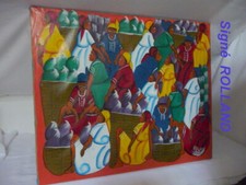 PEINTURE  sur toile encadrée STYLE  naif  CUBA 60x50cm * ROLLAND*