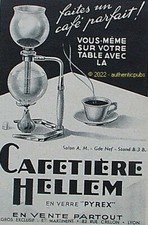 PUBLICITE HELLEM CAFETIERE EN VERRE PYREX CAFE PARFAIT DE 1951 FRENCH AD PUB