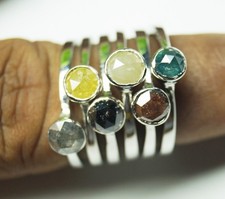 Bague en diamant taille rose naturelle de 0,50 ct Bague en diamant brut...