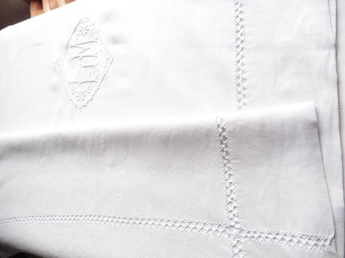 Ancien drap retours pur lin - ancien,