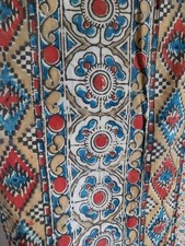 108x245 Beau Rideau doublé  Batik superbes couleurs chaudes . Frise sur 3 côtés 