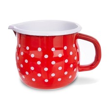 Mug Émaillé Rouge à Pois 800ml avec Bec Verseur Rétro